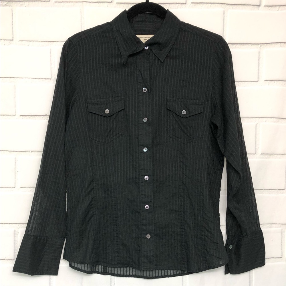 Banana Republic Black Pinstripe Button Up Shirt